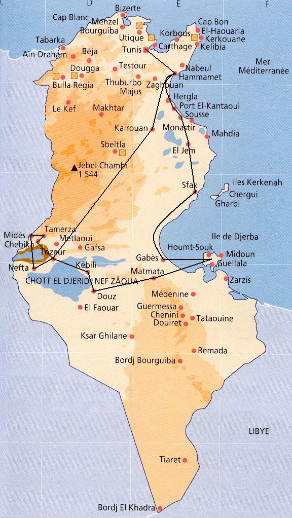 carte de la Tunisie